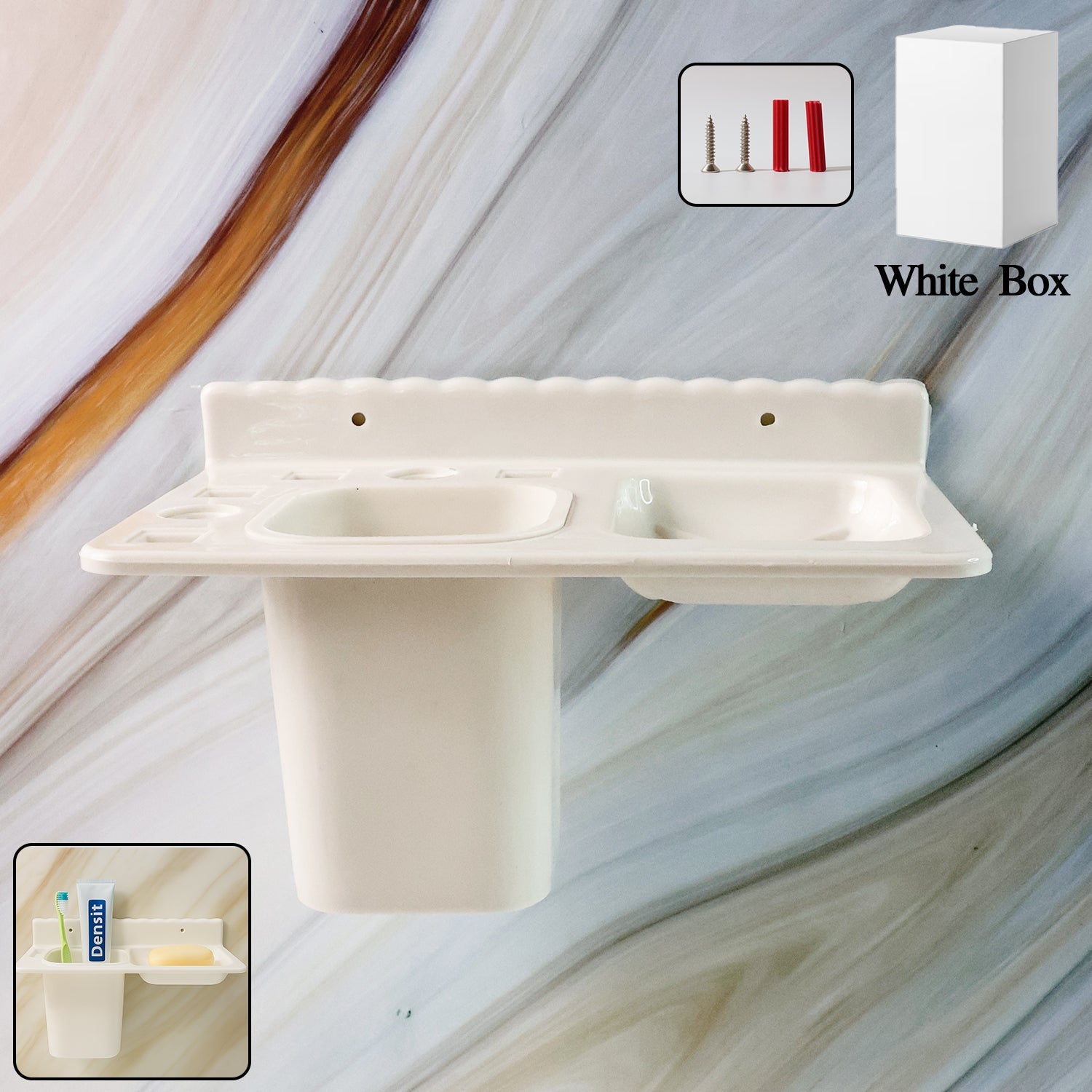 3in1 Wall Mounted Multi-Compartment Toothbrush & Soap Holder with Cup (1 Pc) 3in1 Wall Mounted Multi-Compartment Toothbrush & Soap Holder with Cup (1 Pc)
